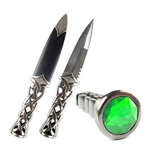 Ps 9" New Scottish Celtic Gaelic Twist Knot Ruby Gemstone Wicca Dirk Dagger Knife (Green) #TOP17