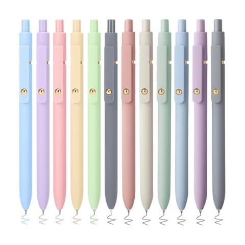 FIOVER 12PCS Gel Pens, Including 6pcs 0.5mm Fine Point Black Ink Pens and 6 Pack Colorful Gel Pens Medium Point 0.7mm, Smooth Writing Pens for Journaling, Nurse Aesthetic Cute Pens Cover