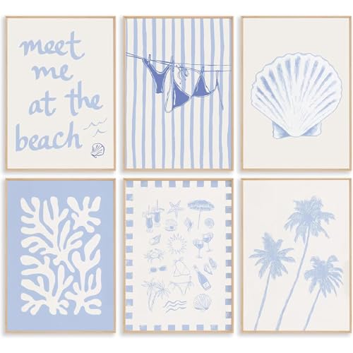 6 Pack Beach Diamond Art Kits for Adults Summer Diamond Painting Kits for Beginner Cute Diamond Dots Full Drill Crafts for Gem Art Home Wall Decor for Teens Girls Ocean Coastal 5D DIY 10x12 inch