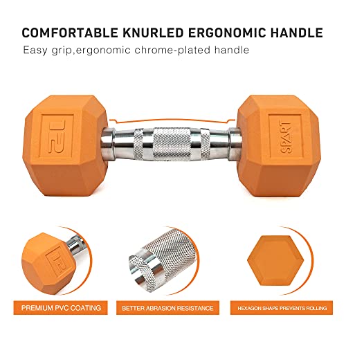 Spart Pvc Color Coated Hex Dumbbell With Contoured Chrome Handle, Odor-Free Weight Dumbbell Set For Strength Training, Home Gym Fitness And Full Body Workout, 8Lb, Pair #TOP1