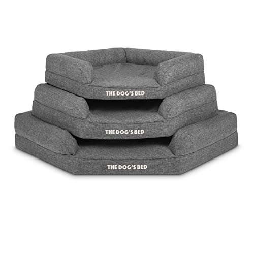 The Dog's Bed Orthopädisches Eck-Hundebett, Memory-Schaum, Wasserdicht, Groß Grauer Leinenstoff, Lindert Arthritis und Hüftdysplasie, Therapeutisch und unterstützend, Waschbar, Tierärztlich Zugelassen