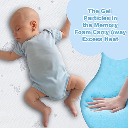 Image of Pack and Play Mattress, 38x26 Memory Foam Pack N Play Mattresses Pad with Breathable Removable Cover, High Resilience Dual-Sided Soft & Firm Support Baby Mattress for Pack N Play