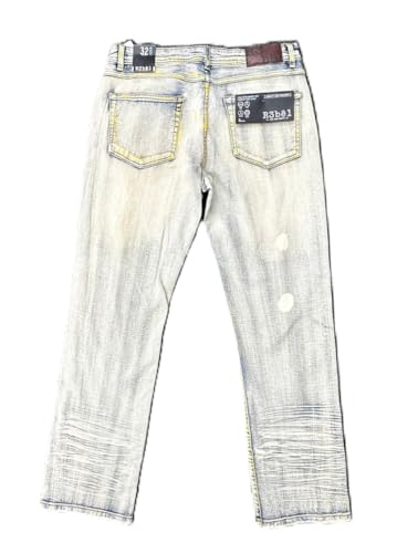 Rebal Straight Fit Ripped Men's Jeans, Light Vintage Wash, Polyester Blend(642-615)2