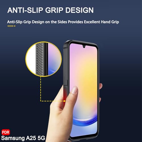 Image of TheGiftKart Liquid Silicon Back Cover Case for Samsung Galaxy A25 5G | Shockproof Military Grade Protection | Micro-Fibre Cloth On Inner Side | Built-in Anti-Slip Grip Samsung A25 Cover (TPU, Black)