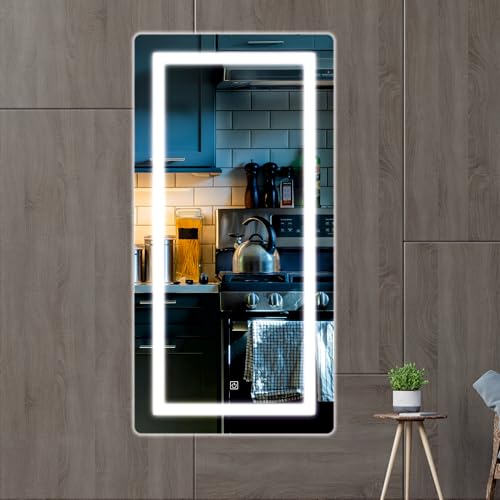 Image of Creative Arts n Frames LED Wall Mount HD Mirror with 3 Color Light Tone for Home Wall Living Room Bedroom Bathroom Hotel Decor Items (18x36 Full Length Rectangle)
