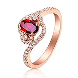 Beydodo no-metal-stamp (Fashion only) oro rosa de 18 quilates ovalada Red Ruby