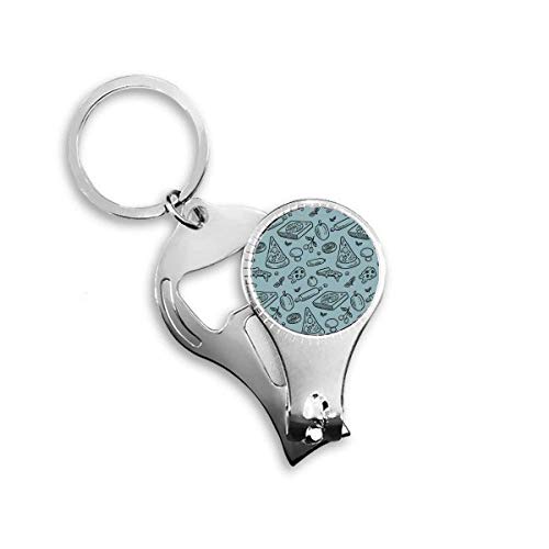 Cheese Mushroom Pizza Foods Nail Nipper Ring Key Chain Bottle Opener Clipper