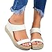 Tomwell Sandalen Damen Sommer Wedge Peep Toe High Heel Platform Pantoletten Frauen Sandalen Espadrilles Römersandalen Flip Flop Freizeit Strandsandalen Slides Hausschuhe C Weiß 43 EU