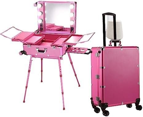 Profesional de gran tamaño Caja de maquillaje con ruedas Caja de luz Maleta con ruedas Caja de maquillaje Caja de maquillaje con ruedas profesional Maleta con ruedas Caja de herramientas de maquillaje