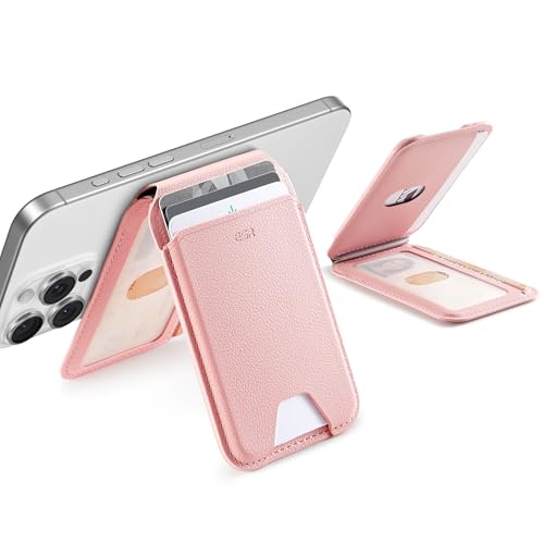 Image of ESR Upgraded for Aura MagSafe Wallet, 5 Card-Holder, Magnetic Wallet with Adjustable Stand,for iPhone 17e /17 /16 /15 /14 /13 /12,Google Pixel 10 /Pro /Pro XL,Not for Mini, Vegan Leather, Bubblegum Pink