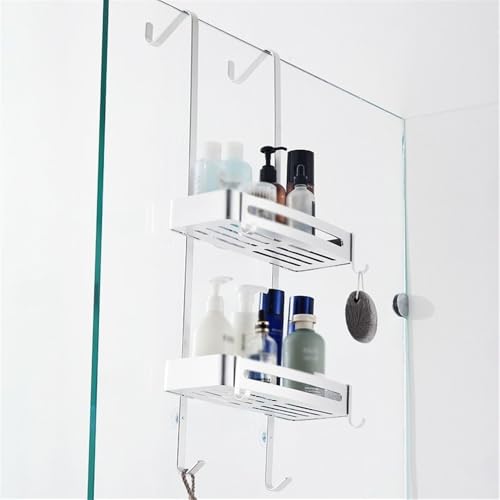 Support de douche à 2 niveaux avec crochets | Fixation rapide Silver