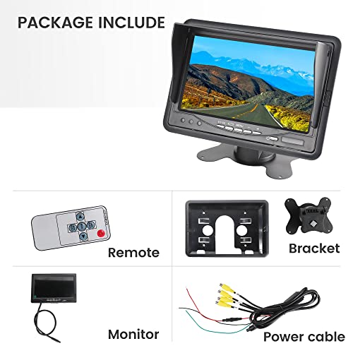 Image of Anina 7 Inch Monitor Quad Split HD Screen 4 Channels RCA Video Inputs for Car Pickup Truck SUV Vehicle with Headrest Mounting Bracket