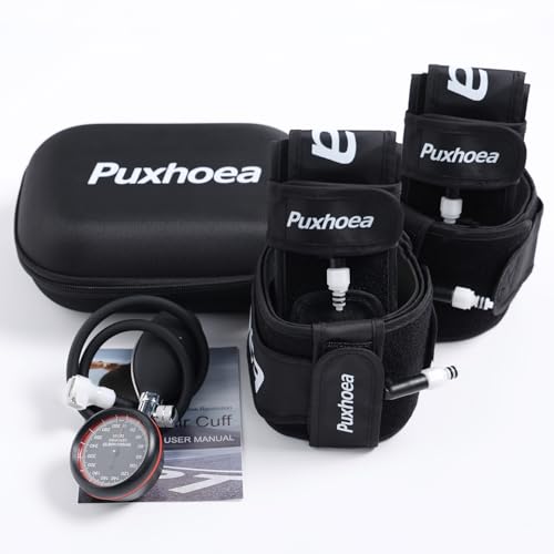 Puxhoea BFR Blood Flow Restriction Bands for Arms Legs Occlusion Training Build Muscle Without Weightlifting Accurate Pump to Precisely Apply Pressure for Men and Women Fitness Workouts (Full Set)