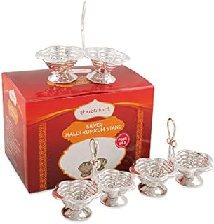Shubhkart Silver Plated Handmade Haldi Kumkum Holder/Stand Return Gift (Pack of 3)