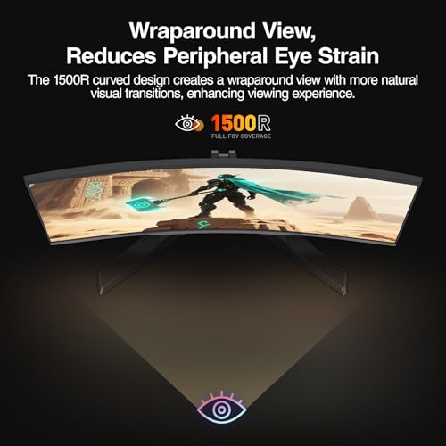 Image of KOORUI 24 Inch Curved Gaming Monitor 180Hz 1ms,FHD 1080p 1500R Curved Display with Adaptive Sync,99% sRGB,HDR10,Eye Care,VESA Compatible,HDMI2.0X2 &DP1.2,Tilt Adjustable,Black