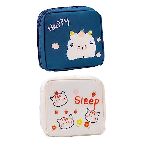 LRXIYODE 2 piezas Bolsa Higiénica de Gran Capacidad para Compresas Menstruales Pouch Sanitario de Oxford Blanco y Azul Marino Resistente y Práctica para Mujeres