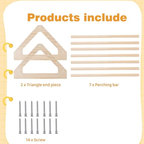 Image of Chicken Perch,Wooden Chicken Roosting Bar,Chick Brooder,Perches Stand Training Perch for Baby Chicks,Chicken Coop Accessories