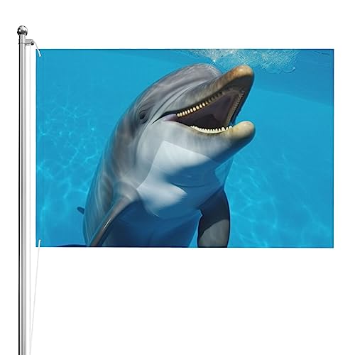 Drapeau de dauphins souriants grand format pour mur et décoration extérieure