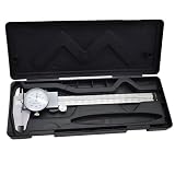 0-6 inch Dial Caliper Measuring Tool Imperial Stainless Steel 4-Way Dial Caliper 0.001' Shockproof with Plastic Case
