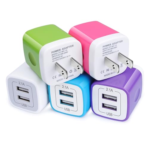 USB Charger Plug,Wall Charger,Charging Block,5-Pack 2.1A/5V Portable Power Cube Charger Adapter Compatible for iPhone 15/14/13/12/11 Pro Max/Xs Max/XR/8/7/6S/6,Samsung Galaxy S24 S23 S22 S21,LG,Moto