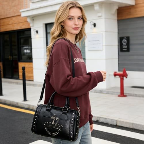 Bolso satchel de mujer estilo retro en cuero PU miniatura 2