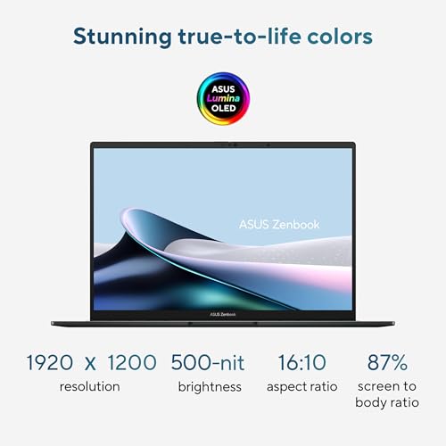 Image of ASUS Zenbook 14 OLED Touchscreen AI PC Laptop,14 inch FHD+, Intel Ultra 7 255H, 16GB DDR5, 512GB SSD,16-Core (> i9-13900H), Backlit, 2x Thunderbolt 4, Wi-Fi 7, IR Webcam, 18-Hr Battery, Win 11 Pro, UX3405