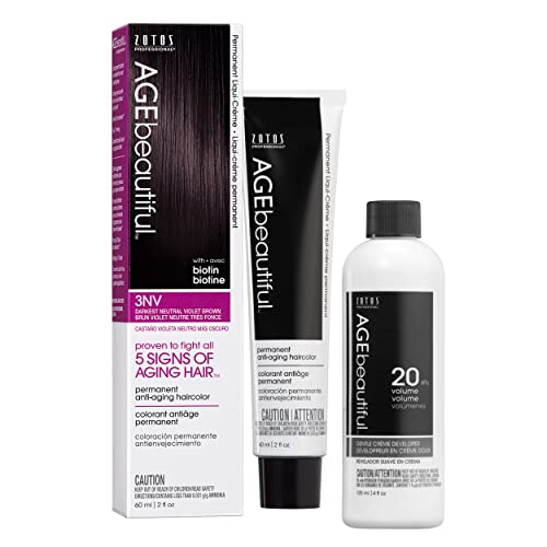 Image of AGE beautiful Permanent Hair Color Cream, 100% Gray Coverage Hair Dye with Biotin Anti-Aging Formula for Fuller, Thicker Hair, Professional Salon Quality