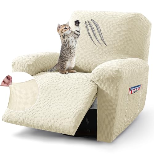 Image of ZNSAYOTX 2026 Stretch Recliner Cover 3-Piece (24 inch-37 inch) Super Soft Recliner Chair Covers with Big Pocket & Anti Slip Ties Stay in Place, Lazy Boy Reclining Slipcover Easy to Put on Off Washable, Beige