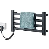 Radiador toallero electrico negro, Toallero eléctrico Bajo Consumo 45 W para baño de pared, toallero con 4 elementos calefactores de metal al carbono con Interrupto(Size:220V,Color:Cableado izquierdo)