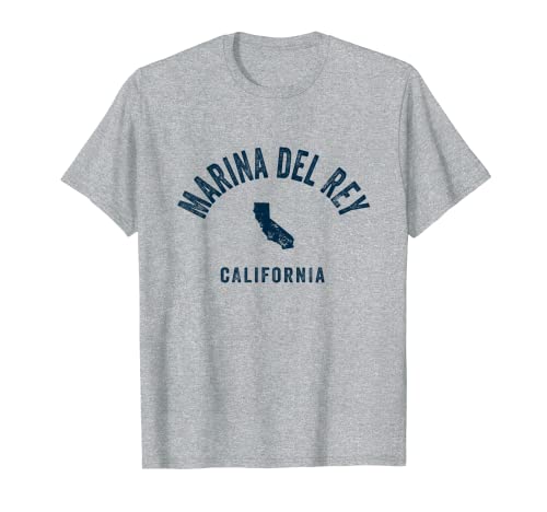 Marina del Rey California CA Vintage 70er Jahre Sports Navy Print T-Shirt