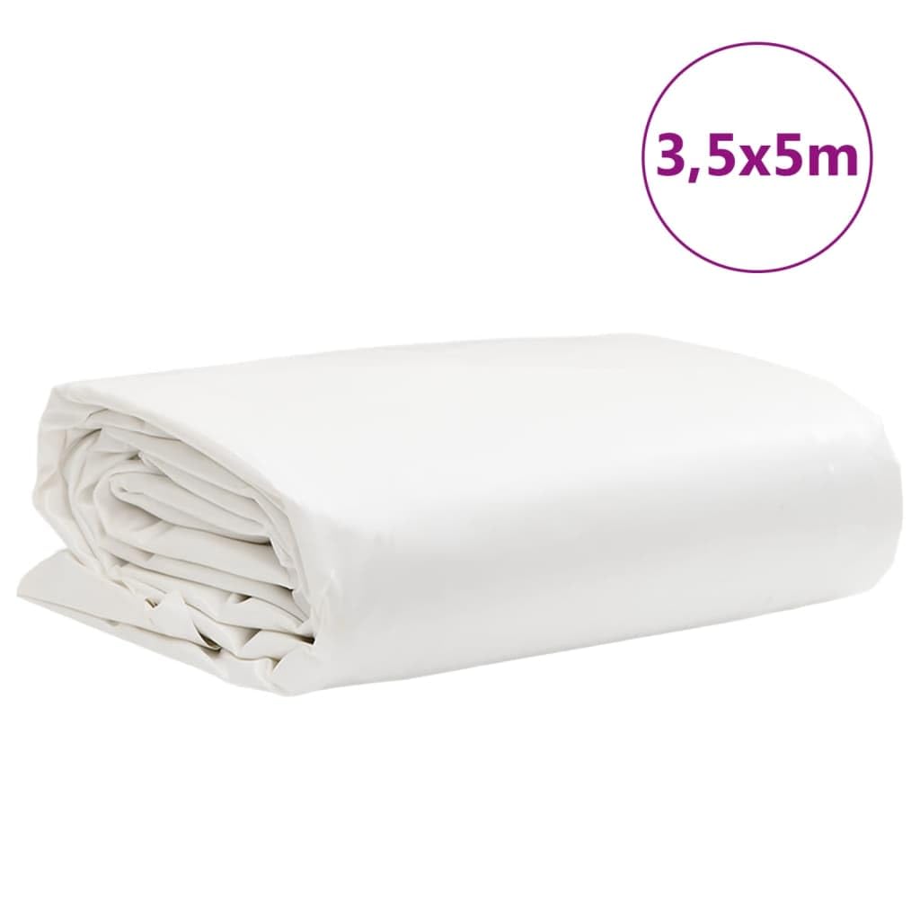 Telone di copertura, bianco, 3,5 x 5 m, in tela con rivestimento in PVC, 650 g/m², impermeabile, antistrappo, resistente ai raggi UV, versatile, telone protettivo per mobili da giardino, auto