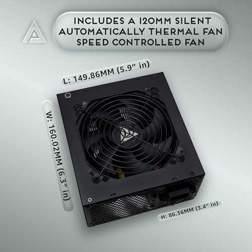 Image of Apevia SPIRIT600W Spirit 600W ATX Power Supply with Auto-Thermally Controlled 120mm Fan, 115 /230V Switch, All Protections