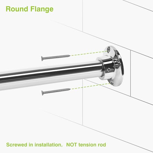Image of Naiture 60 inch Heavy-Duty Straight Shower Curtain Rod, Rustproof Stainless Steel Shower Rod with Mounting Flanges, Permanent Wall Mount, Used for Bathroom, Windows, Closet, Chrome Finish