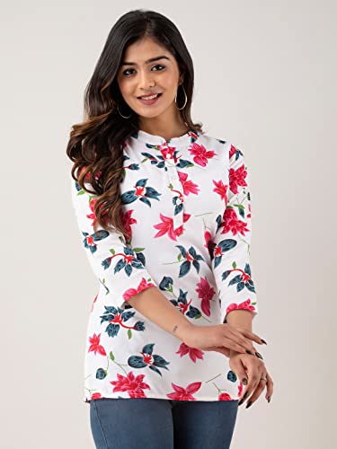 Image of feranoid Women Cotton Printed Straight Short Kurti