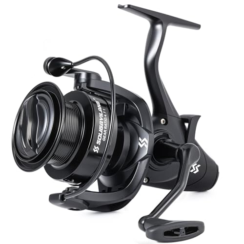 Sougayilang Carp Spinning Reel,33Lbs Max Drag Fishing Reel Front and Rear Drag System,Full-Metal Spool+CNC-Machined Crank, Ldeal for Carp and Catfish -6000 Series