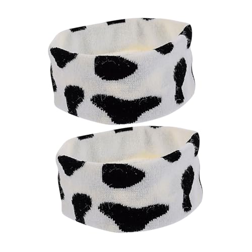 Frcolor 2個 用吸汗ヨガヘッドバンド 伸縮性ニット素材 通気性良好 軽量コンパクト 牛柄デザイン スポーツに ランニング サイクリング 登山