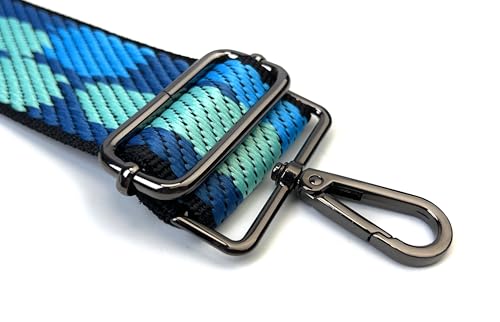Image of Purse Strap Replacement for Crossbody Bags & Handbags | Premium Webbing with Gunmetal Black Hardware Clip-On Installation Adjustable Length Comfortable Wide Guitar Style Strap