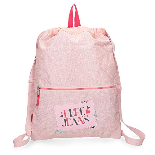 Mochila Saco con Bolsillo Frontal Pepe Jeans Olaia Rosa
