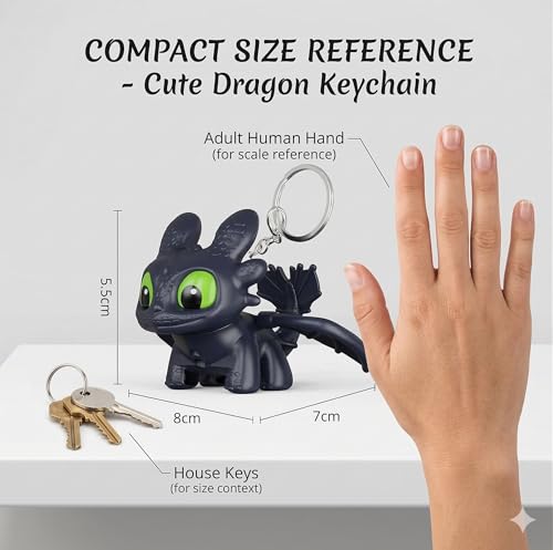 Image of DEVAR Dragon Keychain Toy with LED Light & Moving Wings, Night Fury Glowing Dragon Keychain | Mini Fantasy Figure Creature Charm for Car Dashboard, Bike Keys, Backpack Bag Accessory & Kids Gift
