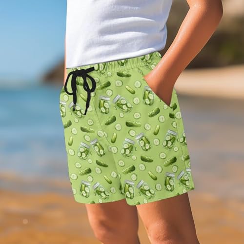 Boys Causal Shorts Quick Dry Green Pickles Swim Trunks 4-5t Kids Sport Swim Beach Shorts Elastic Waist4