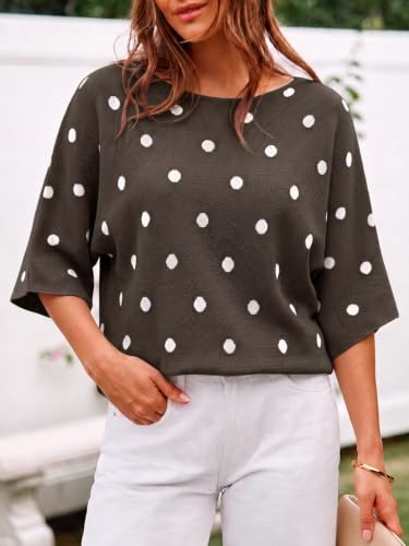 Image of Cicy Bell Womens Oversized Short Sleeve Sweaters Tops Knit Fall Pullovers