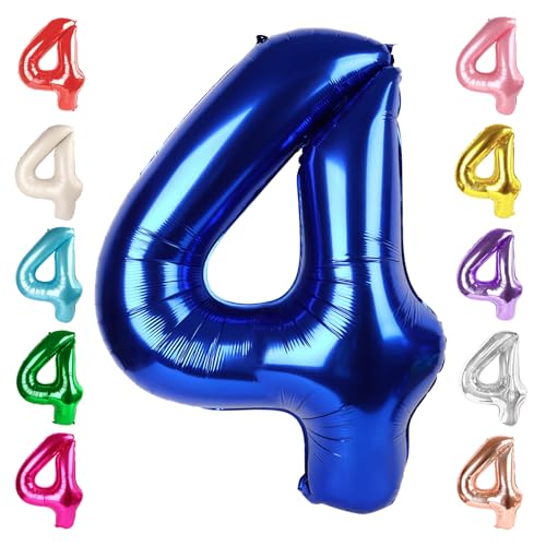 Image of 4 Balloon Numbers Birthday Decorations, 40In Navy Blue Balloons for Party | Eye-catching Appearance, Perfect Decorative Centerpieces, Convenient Self-sealing Structure, Widely for Various Occasions