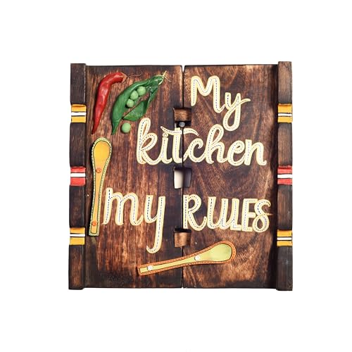 Image of AAKRITI ART CREATIONS My Kitchen Wall Art Panel | Brown Modern Wooden Kitchen Adornment, Matte Finish | Wall Decor Items, Dining Space Decor