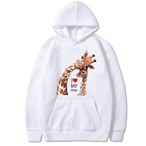 Weant Damen Herbst Winter Hoodie Kapuzenpullover Cartoon Giraffe Druck Oversized Pullover Sweatshirt mit Kapuze Mode Casual Pulli Langarm Oberteile Langarmshirt mit Kordel und Taschen Cover