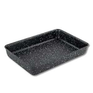 Scoville Xtra 30cm Deep Baking Tray, Non Stick Baking Tray, Neverstick Coated, Small Roasting Tray for Oven, Perfect for Brownies, Oven Safe to 260°C, Flake & Peel Free, Aluminium, Black