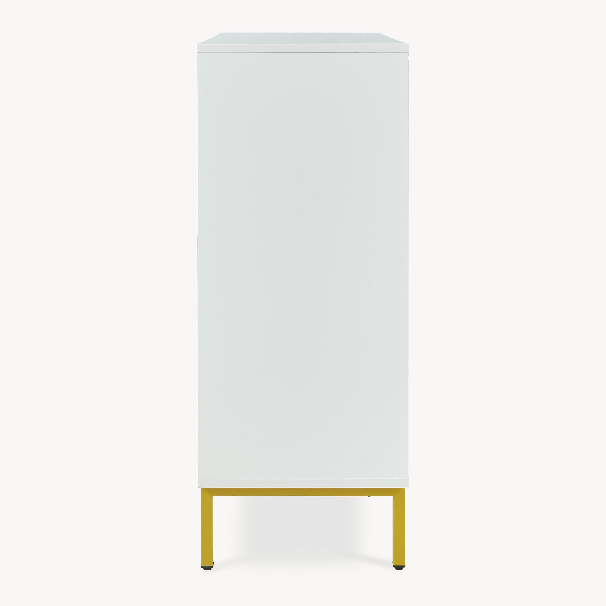 [en.casa] Aparador Reyri para Comedor 4 Puertas Batientes Decorativo Mueble de Salón con 4 Compartimentos Cerrados Mueble Auxiliar Resistente 90 x 80 x 35 cm - Blanco y Dorado