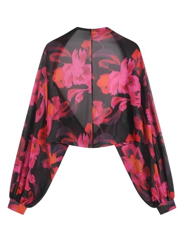 Image of ZAFUL Women's Sheer Shrug Y2K Long Sleeve Cardigans 2026 Irregular Tie Front Bolera