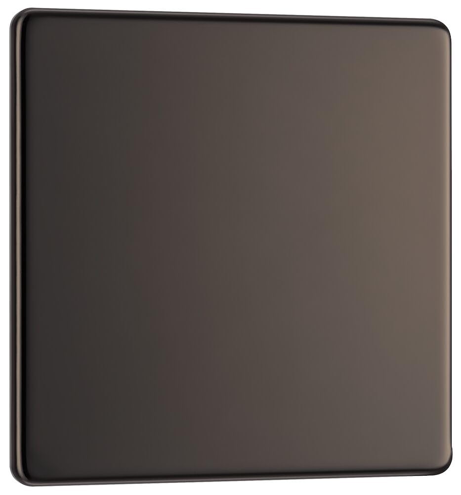 BG Electrical Screwless Single Blank Flat Plate, Black Nickel, FBN94-01