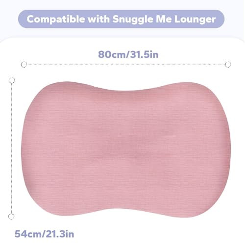 Image of FUNUPUP Muslin Baby Lounger Cover Only, Pink & Pink Flower | 100% Muslin Cotton Soft Breathable Easy On /Off Envelope Closure Machine Washable Easy-Clean Protector Neutral Colors