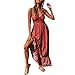 Robe Boheme Chic Mariage Robe d'été bohème imprimée Florale pour Femmes sans Manches à Bretelles Spaghetti Swing Casual Beach Maxi Dress Robe Holographique